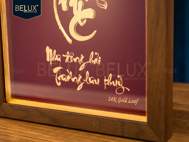 Tranh chữ Phúc thư pháp dát vàng 24k - 32x25cm